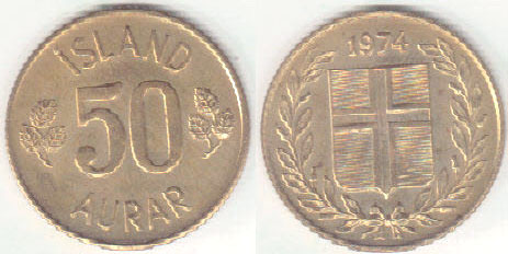 1974 Iceland 50 Aurar (Unc) A008145